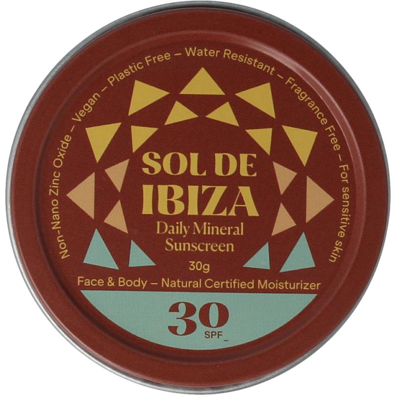 Sol de Ibiza Daily Mineral Zonnebrandcrème SPF30 Mini Bio 30g