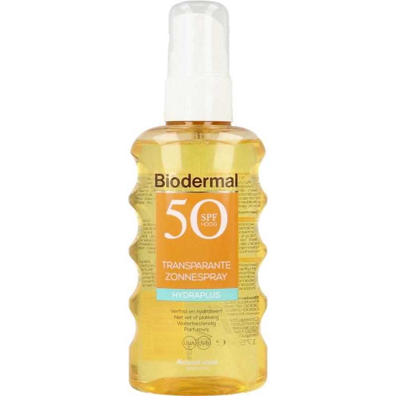 Biodermal Hydraplus Transparante Zonnespray SPF50 175ml
