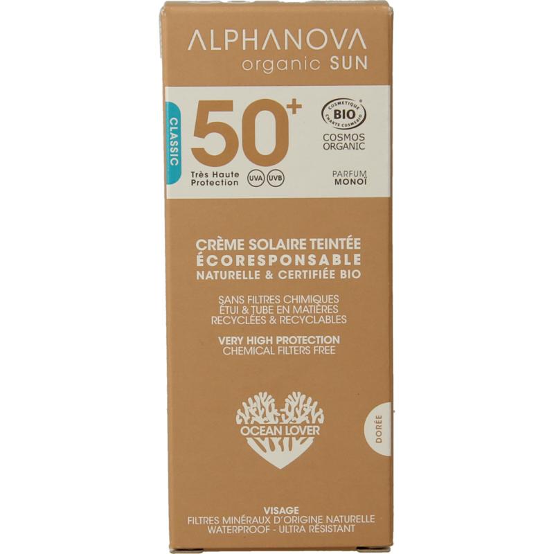 Alphanova Sun Sun bio tinted sunscreen cream golden SPF50+